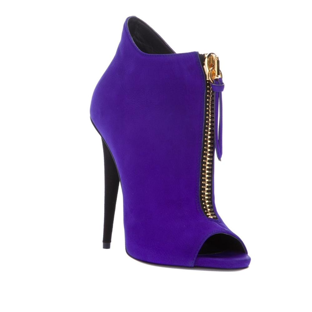 Giuseppe Zanotti Zipped Peep Toe Booties
in Violet.